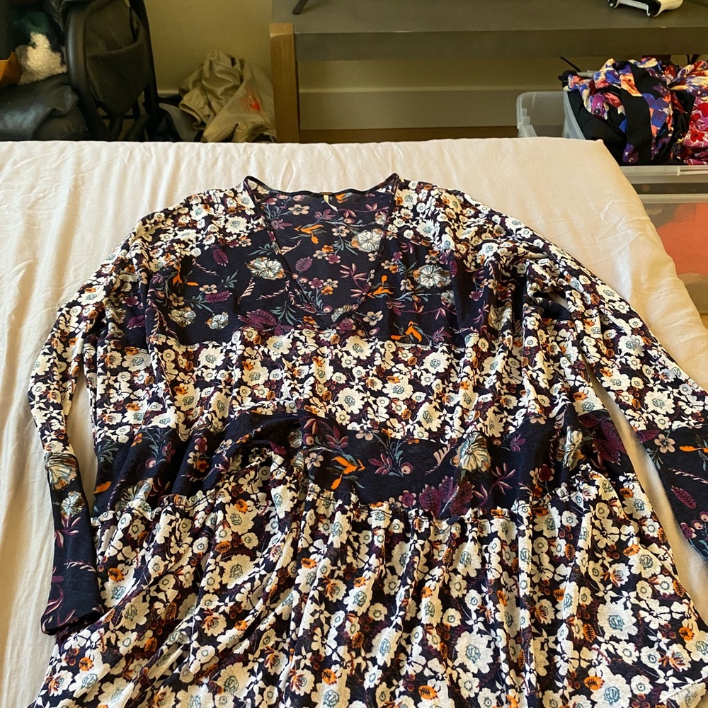 Free People Navy Floral Dress